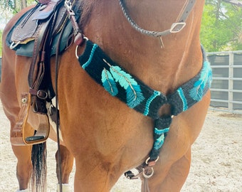 Turquoise Teal Mohair Breast Collar