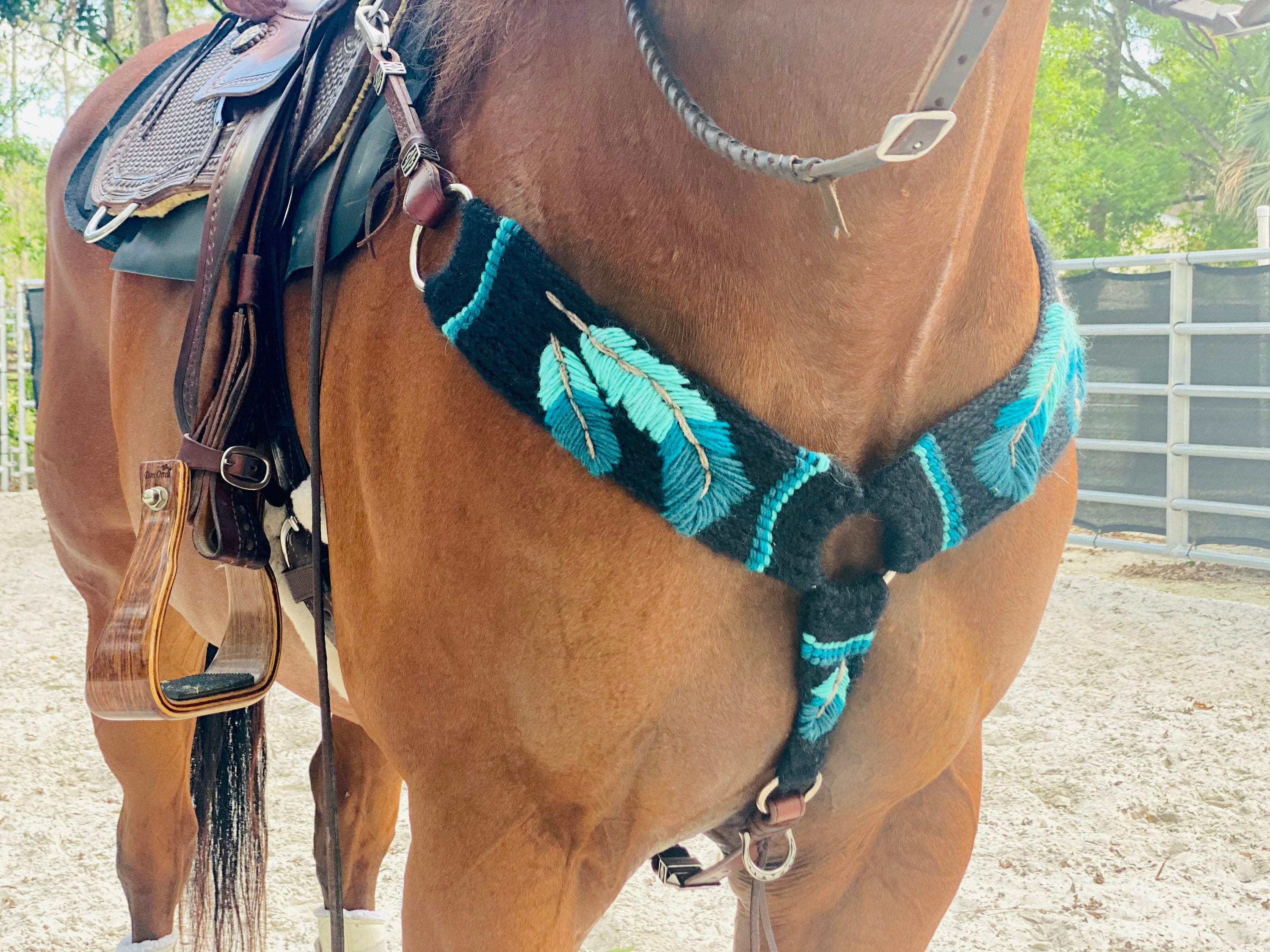 Turquoise Teal Mohair Breast Collar