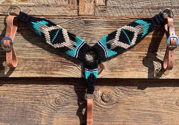 Turquoise Aztec Mohair Breast Collar Etsy UK