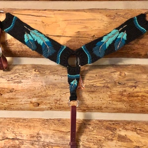 Elegant Brown Scalloped Breast Collar with Turquoise Accents main image 0