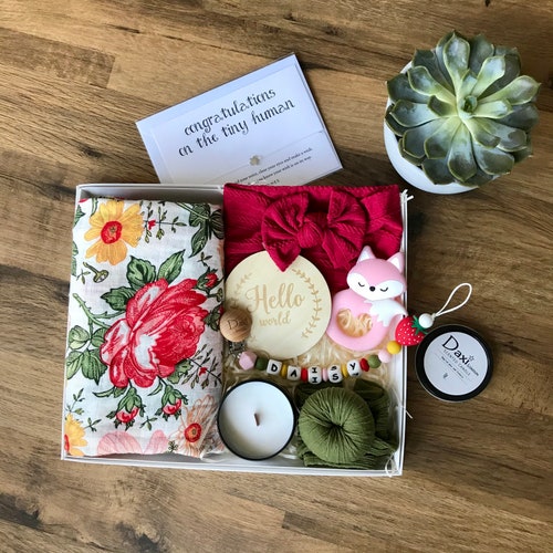 Baby Girl Gift Box/baby Swaddle and Headband Set/swaddle Set Etsy
