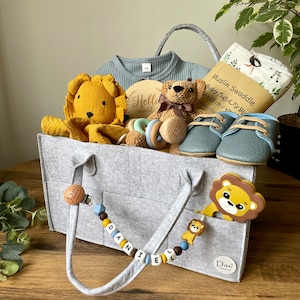 Baby Geschenkkorb für Jungen / personalisiertes Baby Geschenk / Baby Shower Geschenk / Windel Caddy / Baby Geschenkkorb für Jungen / Geschenkbox für die Taufe / Geschenkbox für Neugeborene