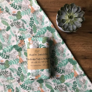 Jungle Bamboo Muslins / Large Baby Muslins / Baby Gifts / Baby Shower Gifts / Baby Swaddles  / Baby Blankets Muslin Swaddle Blankets