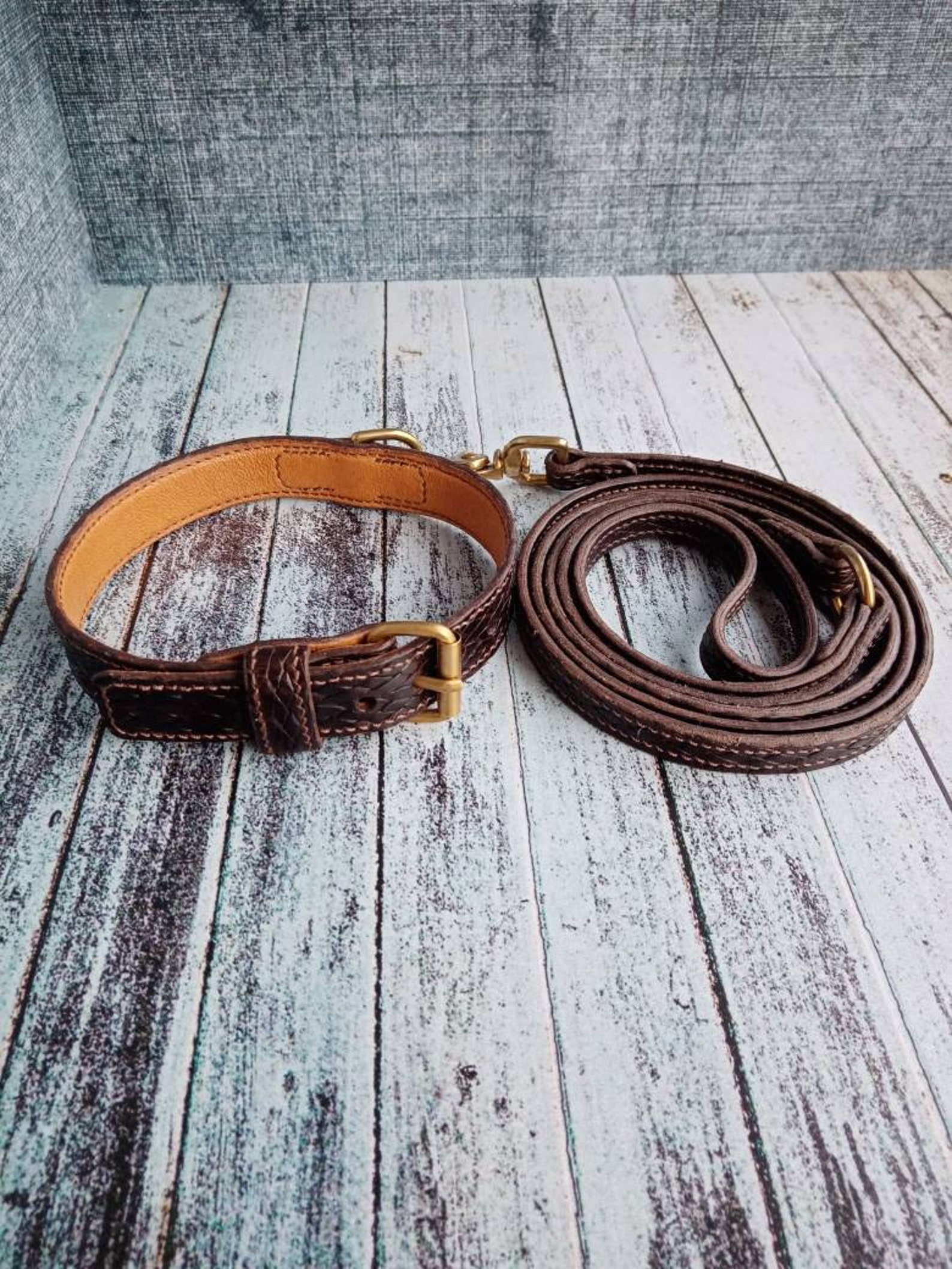 Collar and leash set.Dog collar and leash.Collar and leash.Dog Etsy
