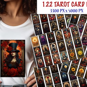 Gothic tarot cards sublimation T-shirt design bundle Floral tarot card Halloween sublimation designs Digital Download Gothic digital design