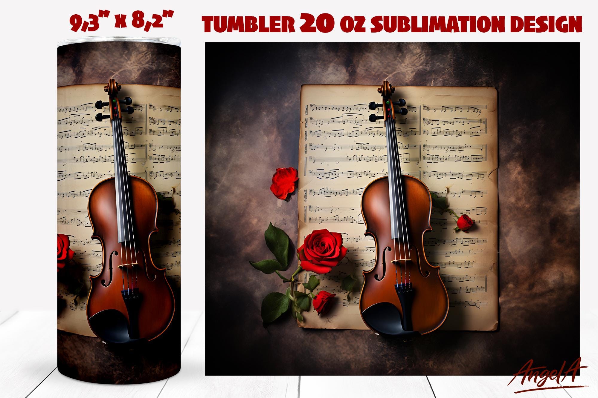 Music Tumbler Wrap Musical Tumbler Wrap Violin Sublimation Musical ...