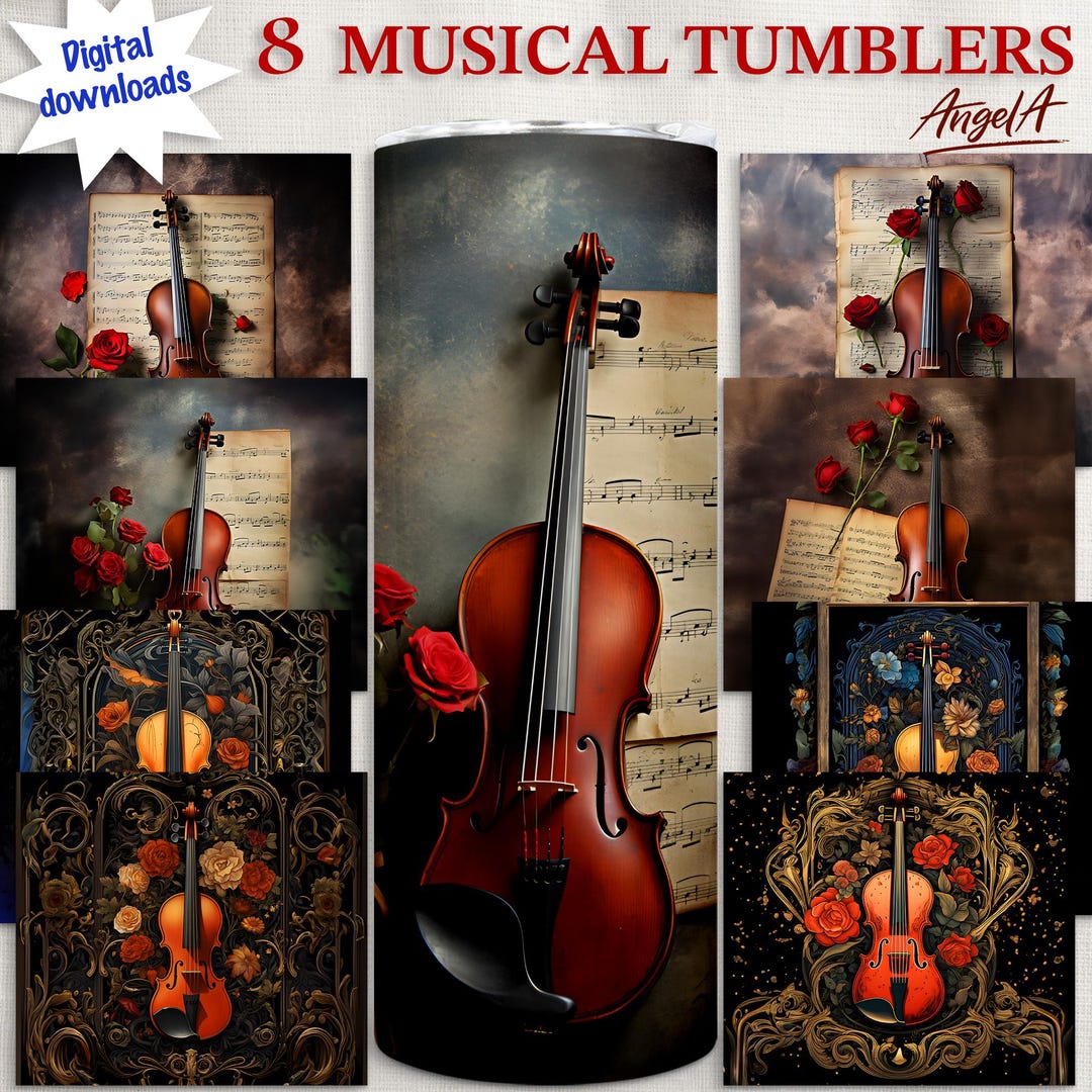 Music Tumbler Wrap Musical Tumbler Wrap Violin Sublimation Musical ...