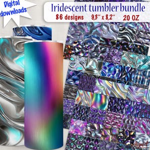 Può includere: Un set di bicchieri iridescenti con 86 design. Il bicchiere è alto 23,6 cm e largo 20,8 cm, con una capacità di 591 ml. Il bicchiere ha un design a gradiente arcobaleno. Sono inclusi anche download digitali.