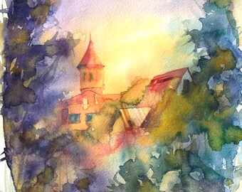 Painting "Fairytale Castle" in watercolor