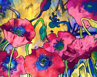 Painting "Poppies in Abstract" in gouache
