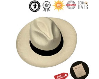 Autentico cappello Panama unico fatto a mano in Ecuador, modello Fedora, Montecristi, stile Fedora, unisex, in paglia toquilla, con protezione UV. Qualità medio-fine!