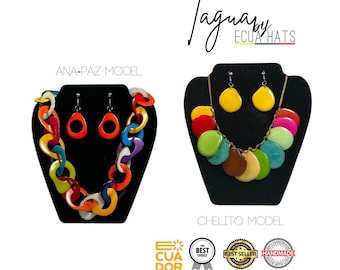Tagua Nut Statement Necklace & Earrings Set: Handmade Vegetable Ivory Jewelry