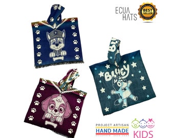 Ponchos with Animated Figures for children Antiallergic, made in Ecuador