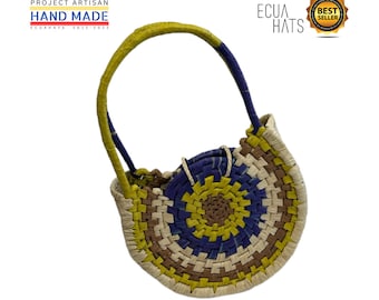 Multicolored Summer Bag Handmade from Toquilla Straw in Ecuador