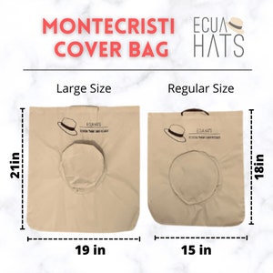May include: Two beige canvas bags with a hat-shaped cutout in the center. The larger bag measures 21 inches by 19 inches. The smaller bag measures 18 inches by 15 inches. Both bags have the text "ECUA HATS" printed on them.