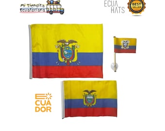 Flags of Ecuador Variety of sizes - Tricolor Flag of Ecuador includes National Coat of Arms by Mi Tiendita Ecuatoriana