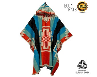 100% Wool Poncho Style Mapuche made in Ecuador by Milmarte Edition 2024