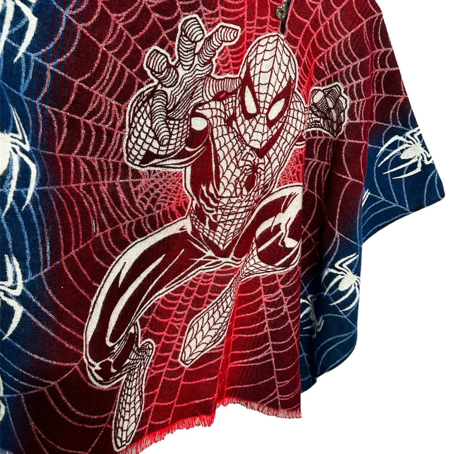 Serviette Bain Enfant à Capuche Spiderman Marvel - Poncho Plage 10-13 Ans Rouge Bleu