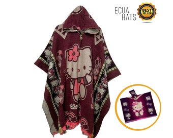 Serie di poncho Hello Kitty in edizione limitata: caldo, colorato, invernale, alla moda, vintage, animato