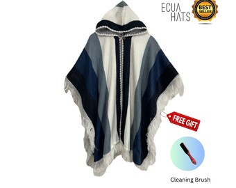 100% Handmade in Ecuador, Button-Up BABY ALPACA Wool Cape Poncho Wrap Shawl COAT w/Hood Unisex