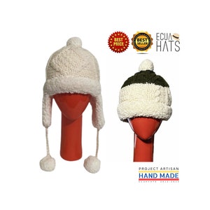 Ecuador Wool Hat with Ears Cap and Ball Ornaments