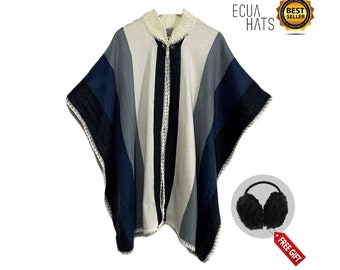 100% Handmade in Ecuador, Button-Up BABY ALPACA Wool Cape Poncho Wrap Shawl COAT