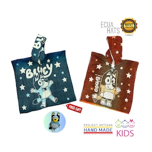 Bluey Bingo Poncho for children with Hood, Beautiful Design, Warm, Winter includes Surprise Gift.