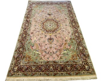 7x10 Antique super fine shahi tabraiz 70 RAJ All silk handmade carpets