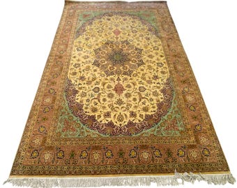 7x10 Antique super fine shahi tabraiz 70 RAJ All silk handmade carpets