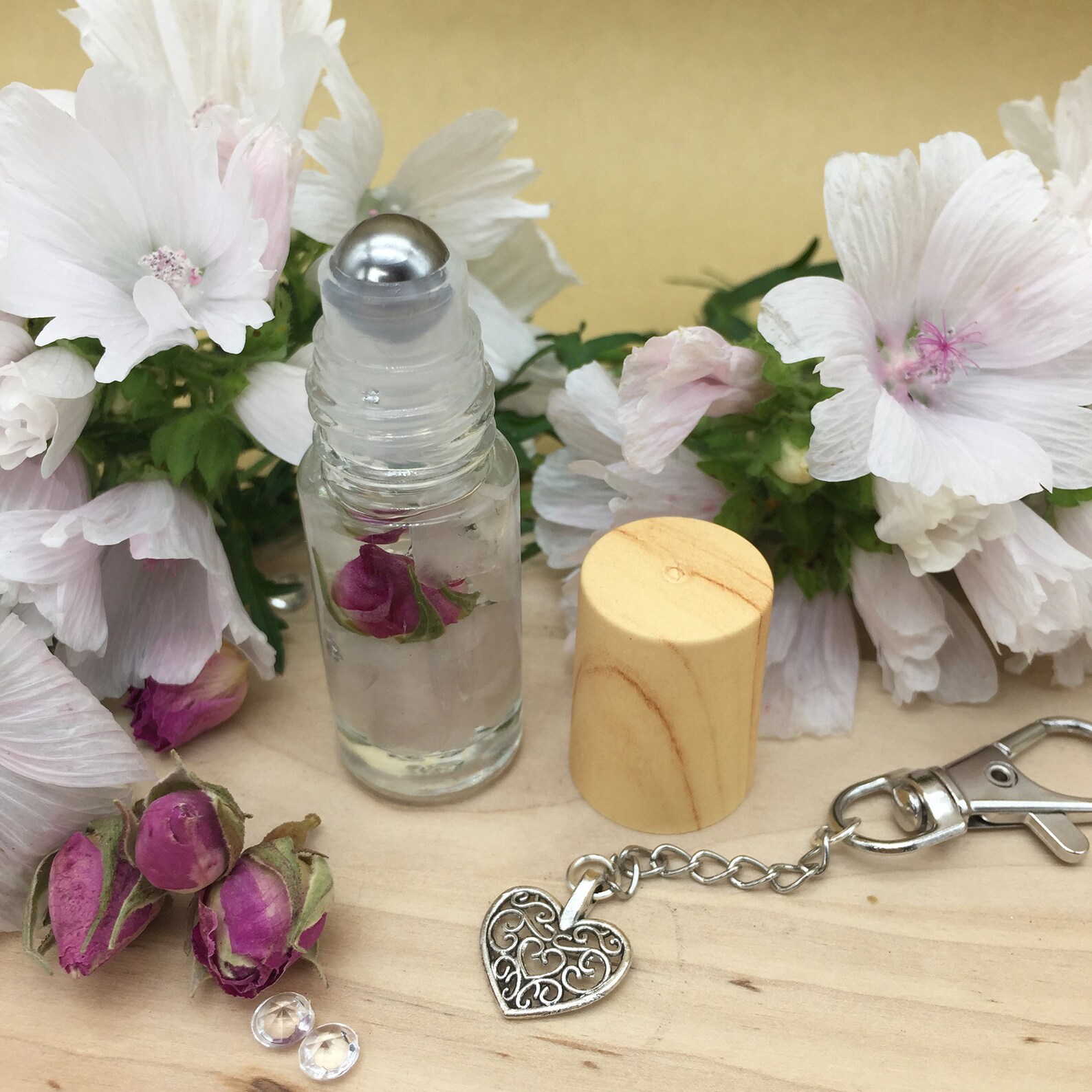 Rose Quartz Essential Oil Roller Bottles. Perfume. Crystals. Etsy