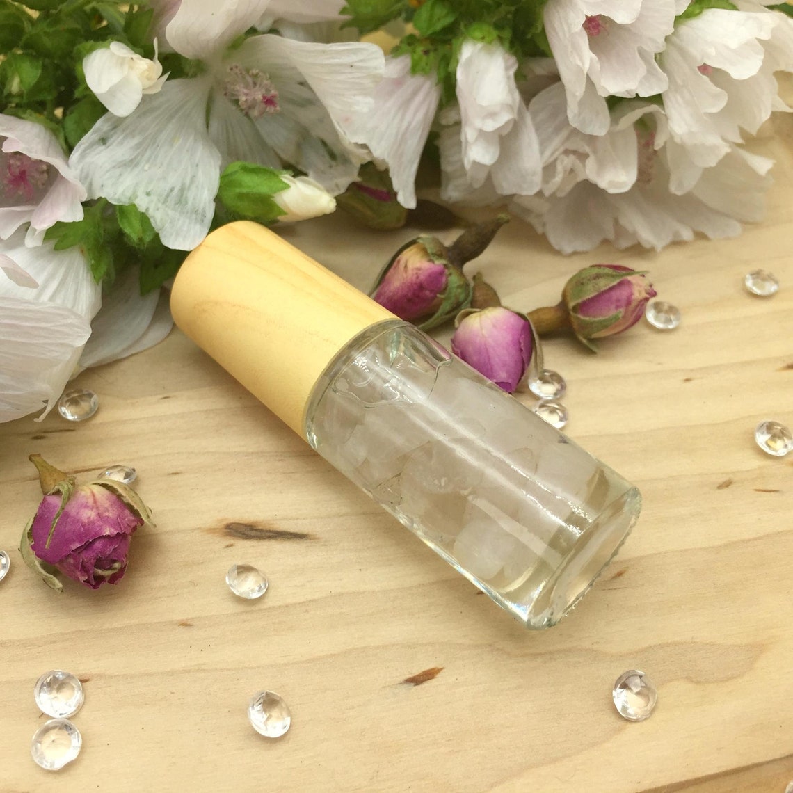 Rose Quartz Essential Oil Roller Bottles. Perfume. Crystals. Etsy