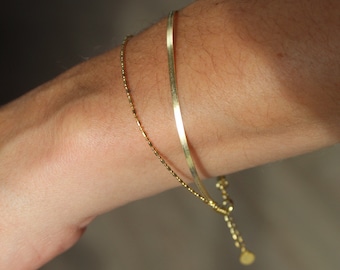 Pulseira de corrente dupla em prata de lei banhada a ouro - Kiss London