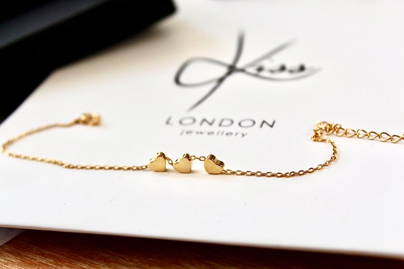 Gold Plated 3 Heart Bracelet, 3 Heart Bracelet, Elegant Design, Costume Jewellery Bracelet, Gold Bracelet, Optional Gift Wrap image 4