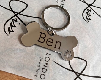 Personalised Pet ID Tag - Dog Tag - Engraved - Bone Shaped - Free UK Shipping