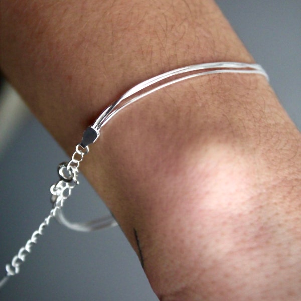 Sterling Silver Layered Bracelet: Delicate Snake Chain, Adjustable