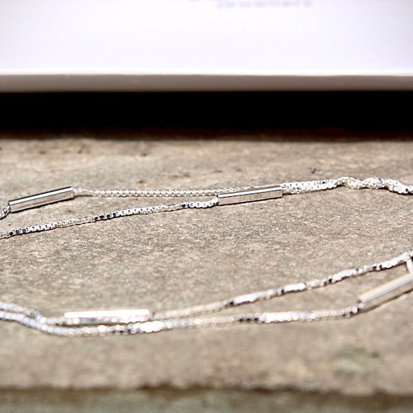 925 Silver Double layered Anklet, elegant design, KISS London jewellery branded gift wrap & packaging