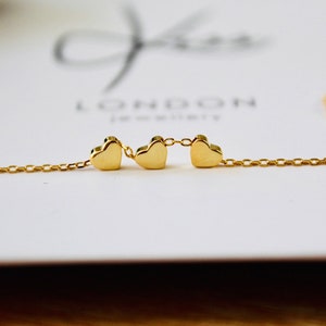 Gold Plated 3 Heart Bracelet, 3 Heart Bracelet, Elegant Design, Costume Jewellery Bracelet, Gold Bracelet, Optional Gift Wrap image 1