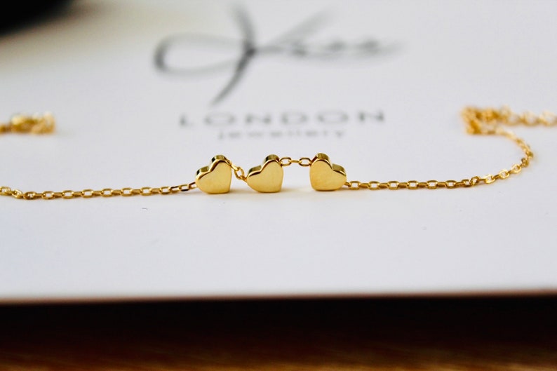 Gold Plated 3 Heart Bracelet, 3 Heart Bracelet, Elegant Design, Costume Jewellery Bracelet, Gold Bracelet, Optional Gift Wrap image 1