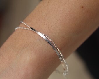 Delicate 925 Sterling Silver Double Chain Bracelet - Adjustable