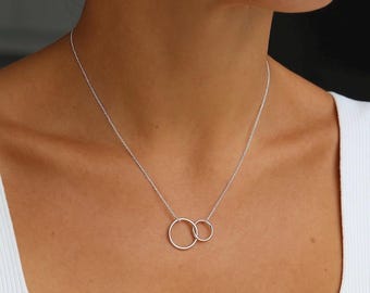 Sterling Silver Infinity Necklace: Layering Circle Pendant