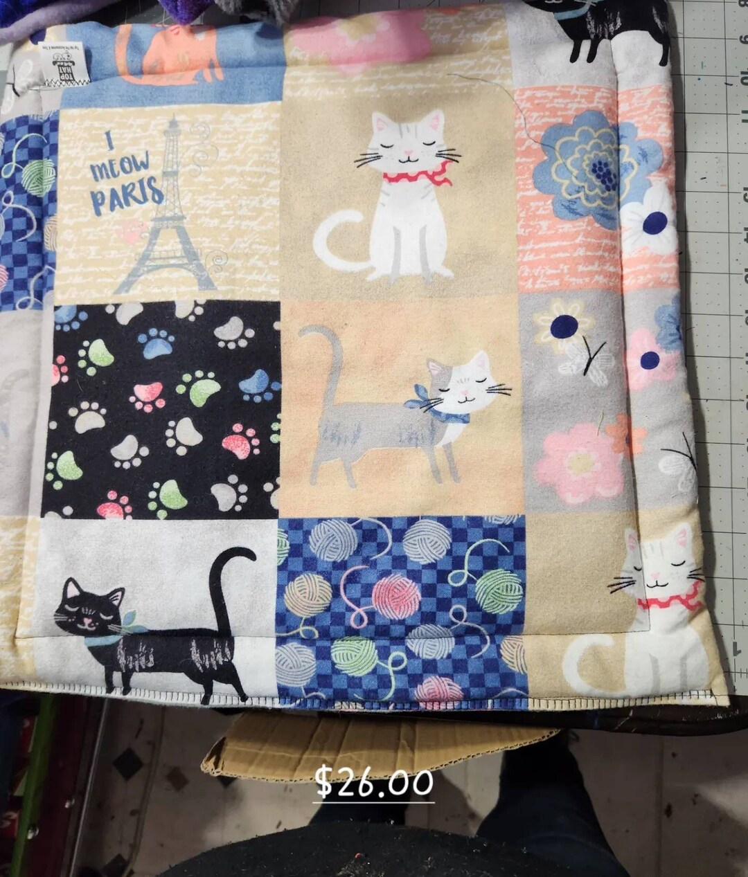 Flannel Quilted Cat Bed Pet Beds Cat Beds Small Animal Etsy