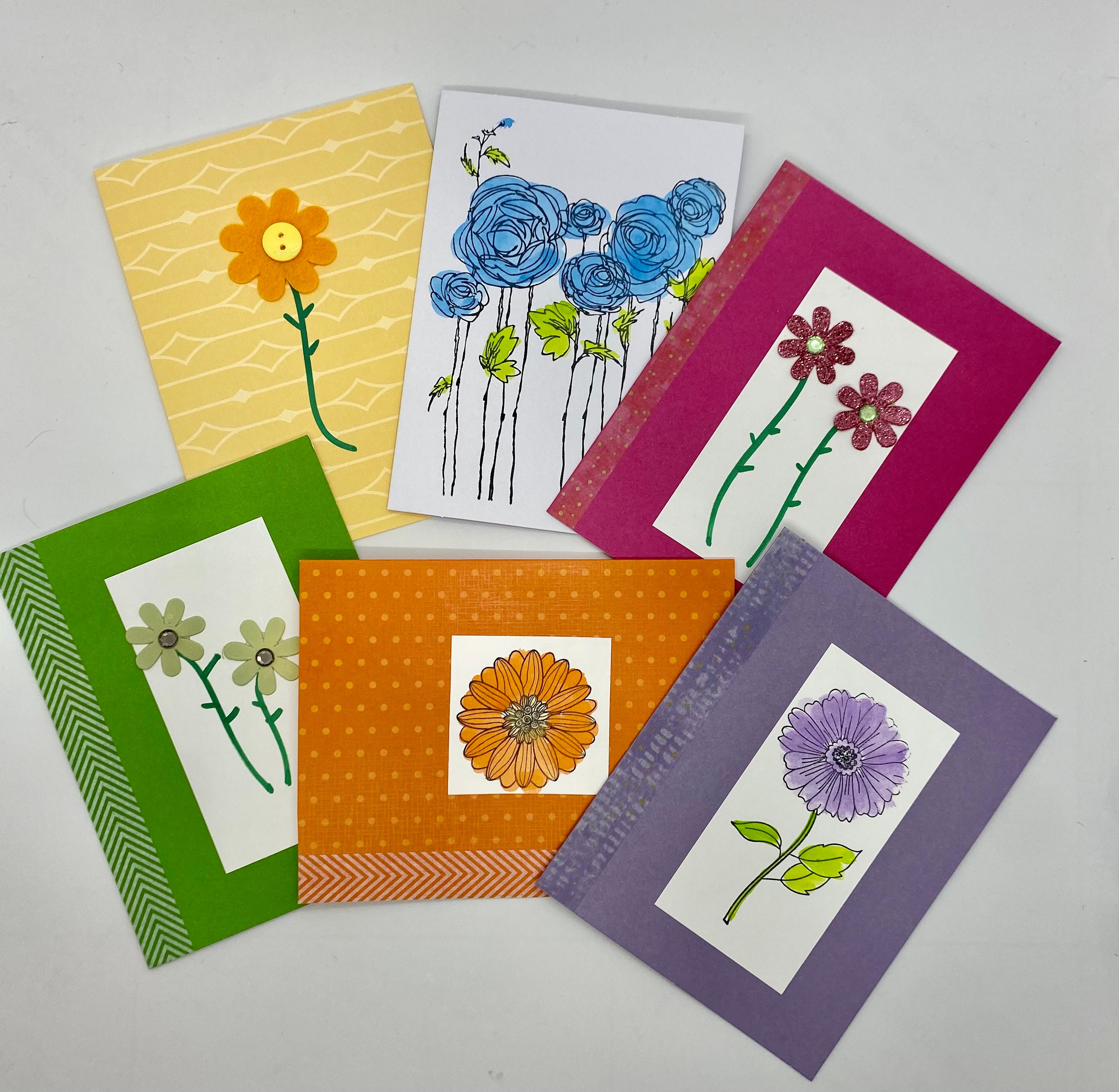 Flower Power Cards Six different colors Etsy