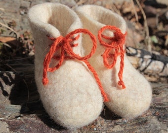 Botines para bebé recién nacido en lana francesa natural, local y orgánica - por encargo