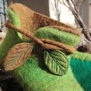 Botines tipo zapatilla Nuno, modelo hoja, en lana de seda afieltrada y piso de cuero aterciopelado, talla 38/39 imagen 3