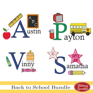 114 Back to School Embroidery Machine Designs Bundle Set Monogram - Instant Download BX Font Teacher student