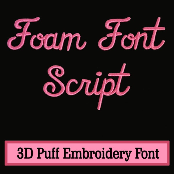 3D Puff Foam Font Script Embroidery Machine Designs BX Monogram 6 sizes each total 384 files Instant Download Raisded Puffy Cursive letters