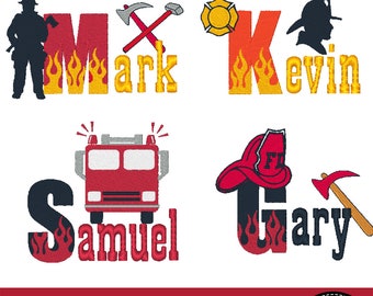 78 Fireman Firefighter Embroidery Machine Designs Bundle Set BX Font Burning Flames Monogram Fire truck Firefighting Instant Download