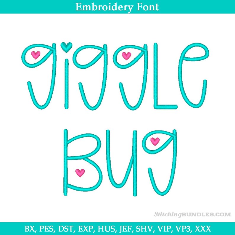 Giggle Bug Embroidery Font Machine BX Monogram 320 Files 8 Sizes ...