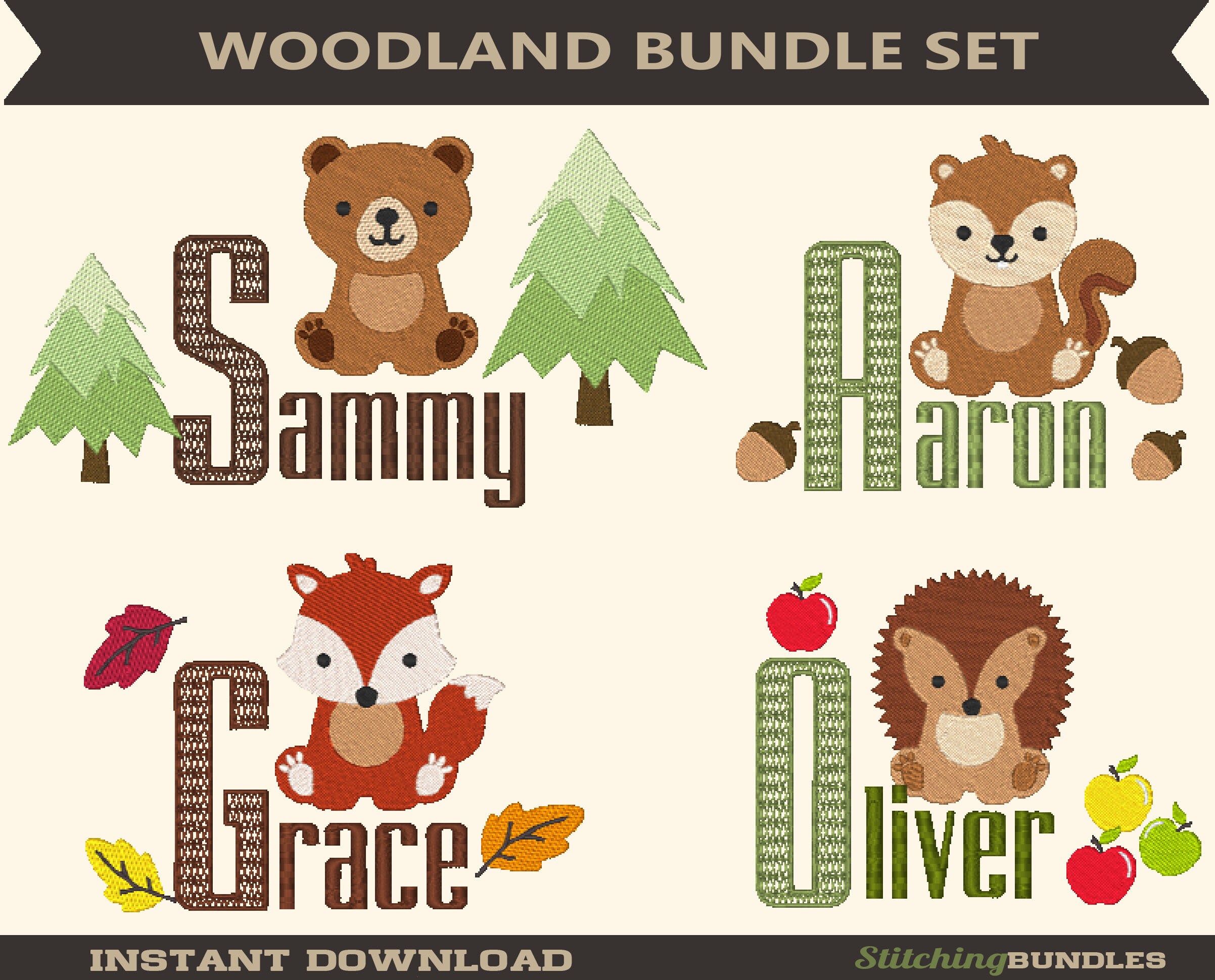 91 Woodland Animal Embroidery Machine Designs Bundle Set - Etsy