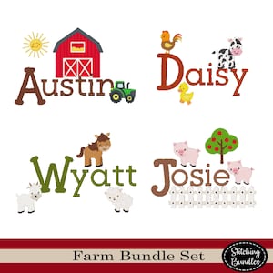 88 Farm Animal Embroidery Machine Designs Bundle Set Instant Download BX Fonts Monogram Barn Tractor Horse Rooster Duck Goat Pig Cow Farming